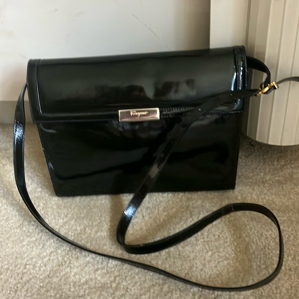 Vintage Salvatore Ferragamo Patent Flap Shoulder Bag